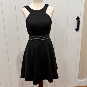 City Studio Black Dress with Sheer Waist Detail